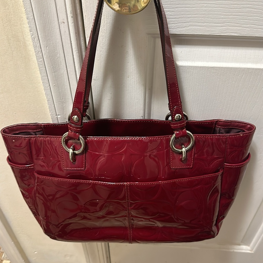 Red authentic Coach purse - Picture 7 of 8